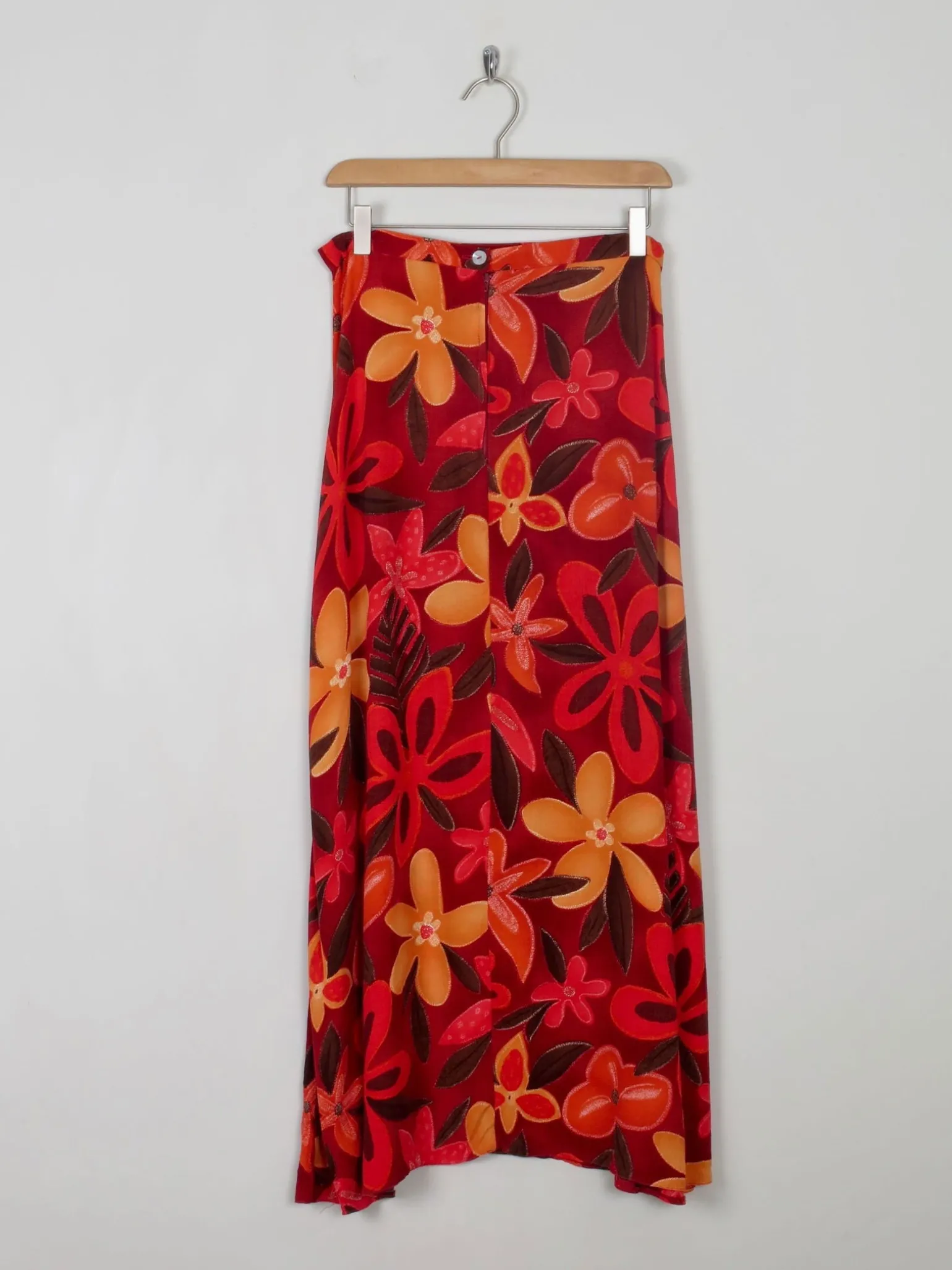 Printed Vintage Maxi Red & Orange Skirt S