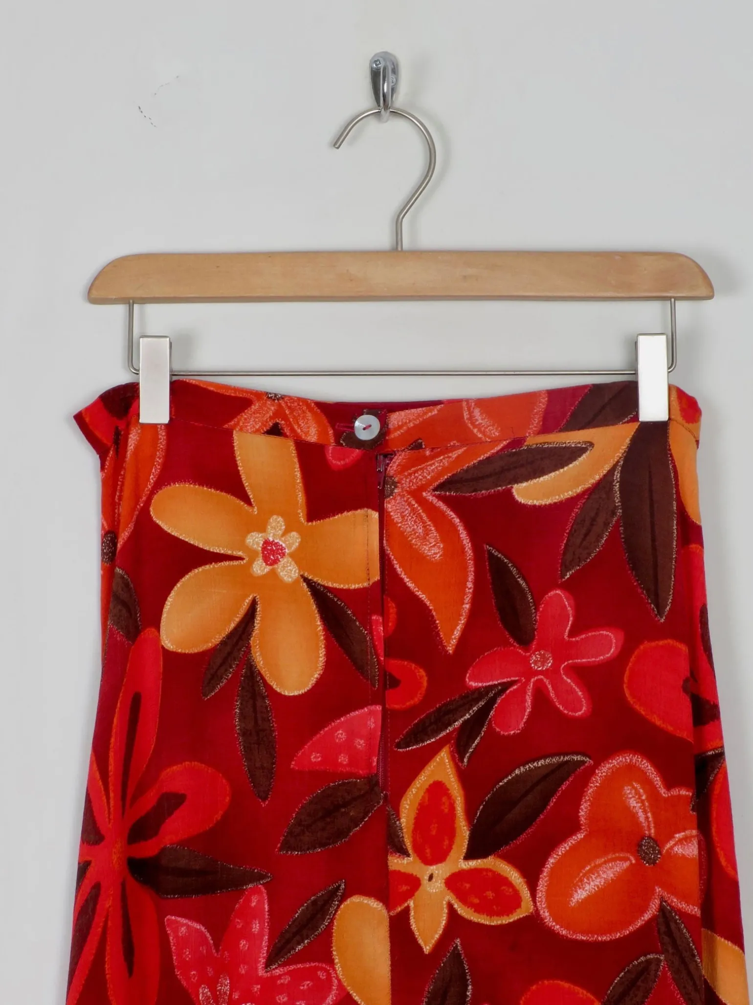 Printed Vintage Maxi Red & Orange Skirt S