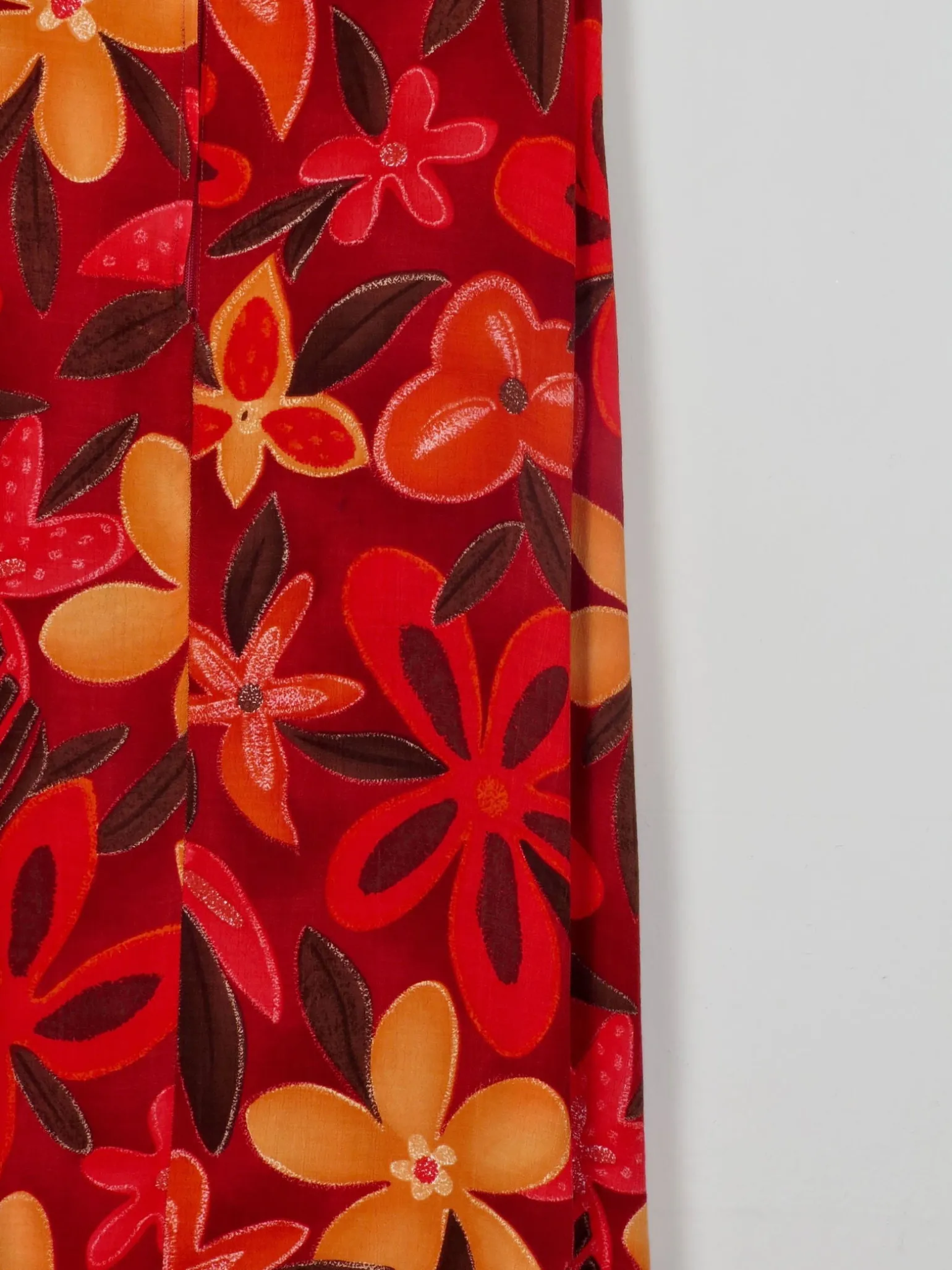 Printed Vintage Maxi Red & Orange Skirt S
