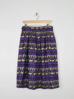 Purple & Gold Metalic Lurex Full Skirt 31" W