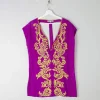 Purple Embroidered Vintage Style Top S