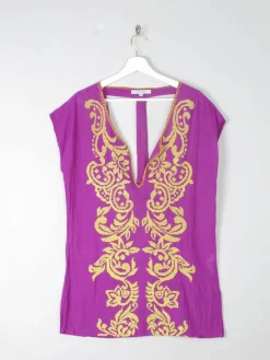 Purple Embroidered Vintage Style Top S
