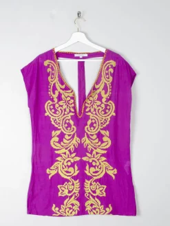 Purple Embroidered Vintage Style Top S