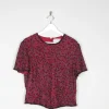 Red & Black Beaded Short Sleeved Top L