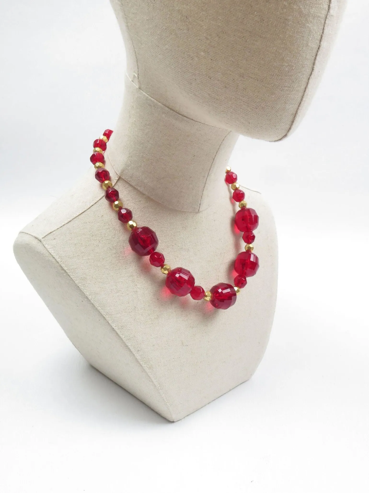 Red & Gold Vintage Costume Necklace