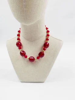 Red & Gold Vintage Costume Necklace