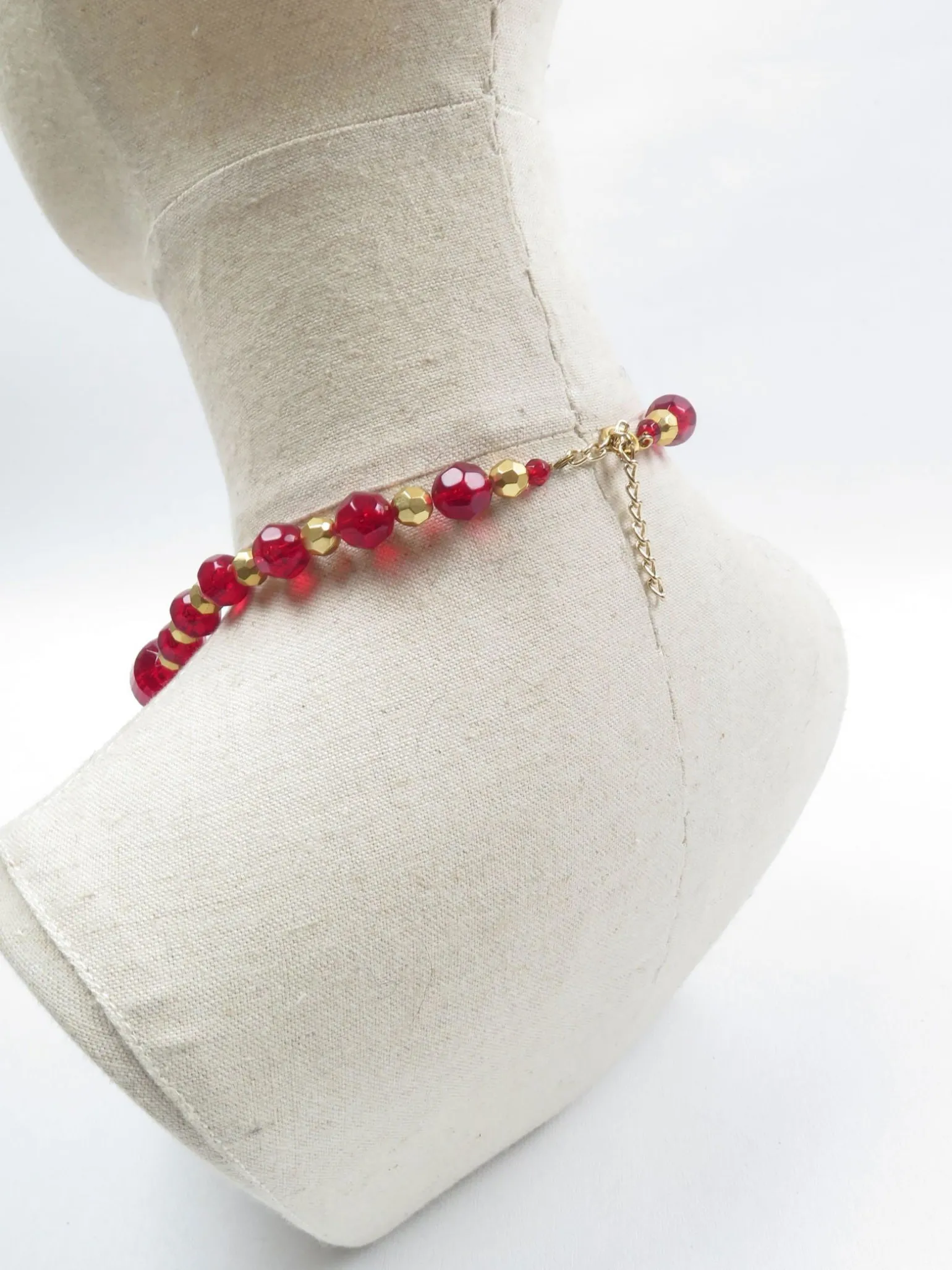 Red & Gold Vintage Costume Necklace