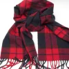 Red & Navy Tartan Cashmere Scarf