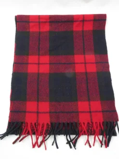 Red & Navy Tartan Cashmere Scarf