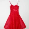 Red Lace & Sequin Vintage 1950s Style Dress 6/8