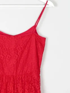 Red Lace & Sequin Vintage 1950s Style Dress 6/8