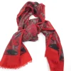 Red Paisley Wool Vintage Scarf