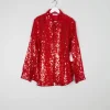 Red Sequin Vintage Shirt/Blouse M/L