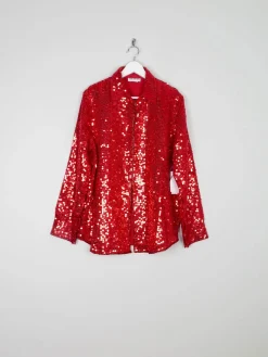 Red Sequin Vintage Shirt/Blouse M/L