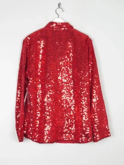 Red Sequin Vintage Shirt/Blouse M/L
