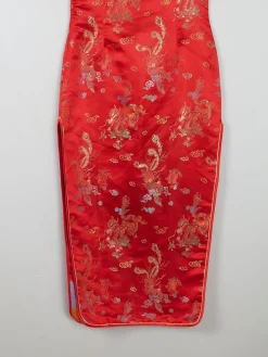 Red Silk Chinese Mandarin Vintage Dress Unworn XS 8