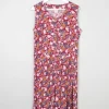 Red Vintage Botanical Print Sleeveless Dress 12/14