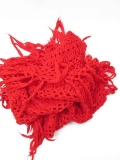 Red Vintage Crochet Large Scarf/Shawl