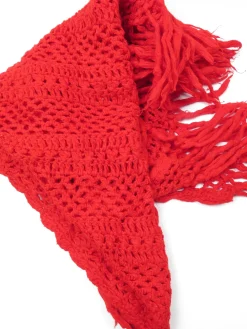 Red Vintage Crochet Large Scarf/Shawl