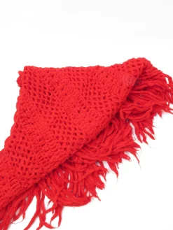 Red Vintage Crochet Large Scarf/Shawl