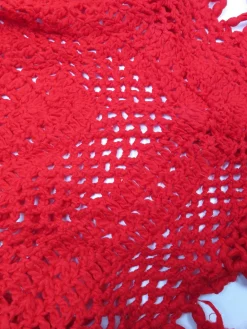 Red Vintage Crochet Large Scarf/Shawl