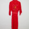 Red Vintage Long Kimono S/M