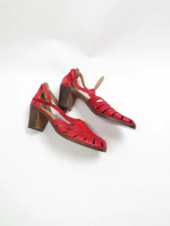Red Vintage Sandals With Small Heels 39/6 UK