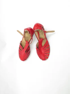 Red Vintage Sandals With Small Heels 39/6 UK