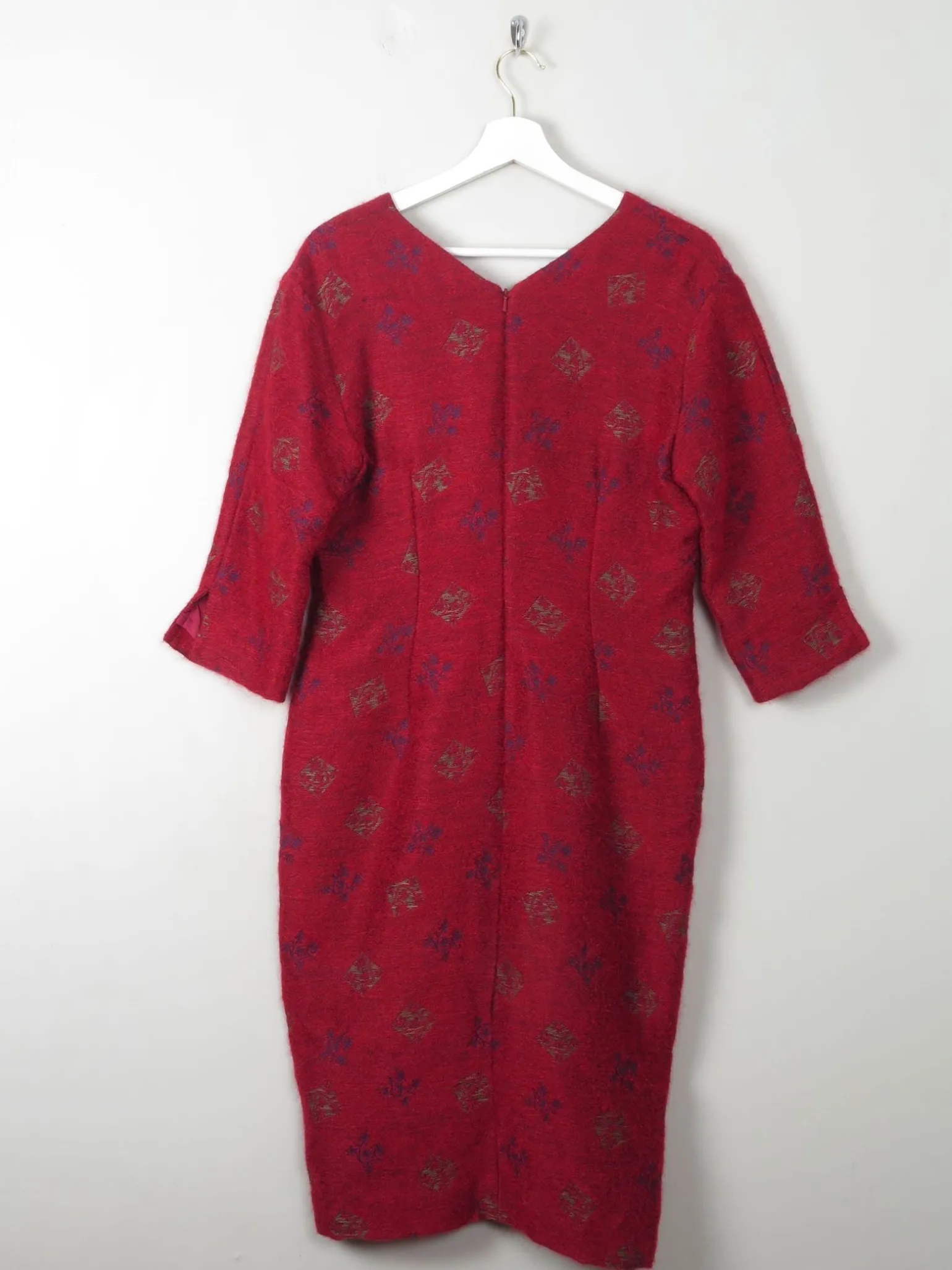 Red Wool Vintage Style Wiggle Dress