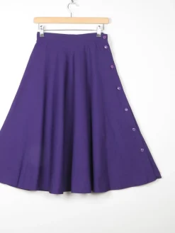 Rich Plum/Purple Full High Waisted Knee Length Skirt 26" 6 XS  Approx