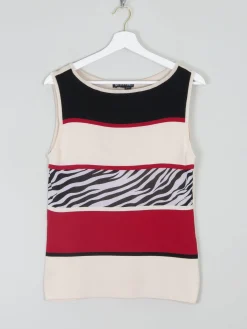 90s Knitted Tank Top With Mixed Patterns S/M