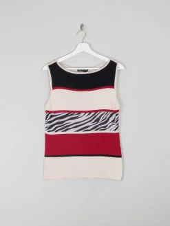 90s Knitted Tank Top With Mixed Patterns S/M