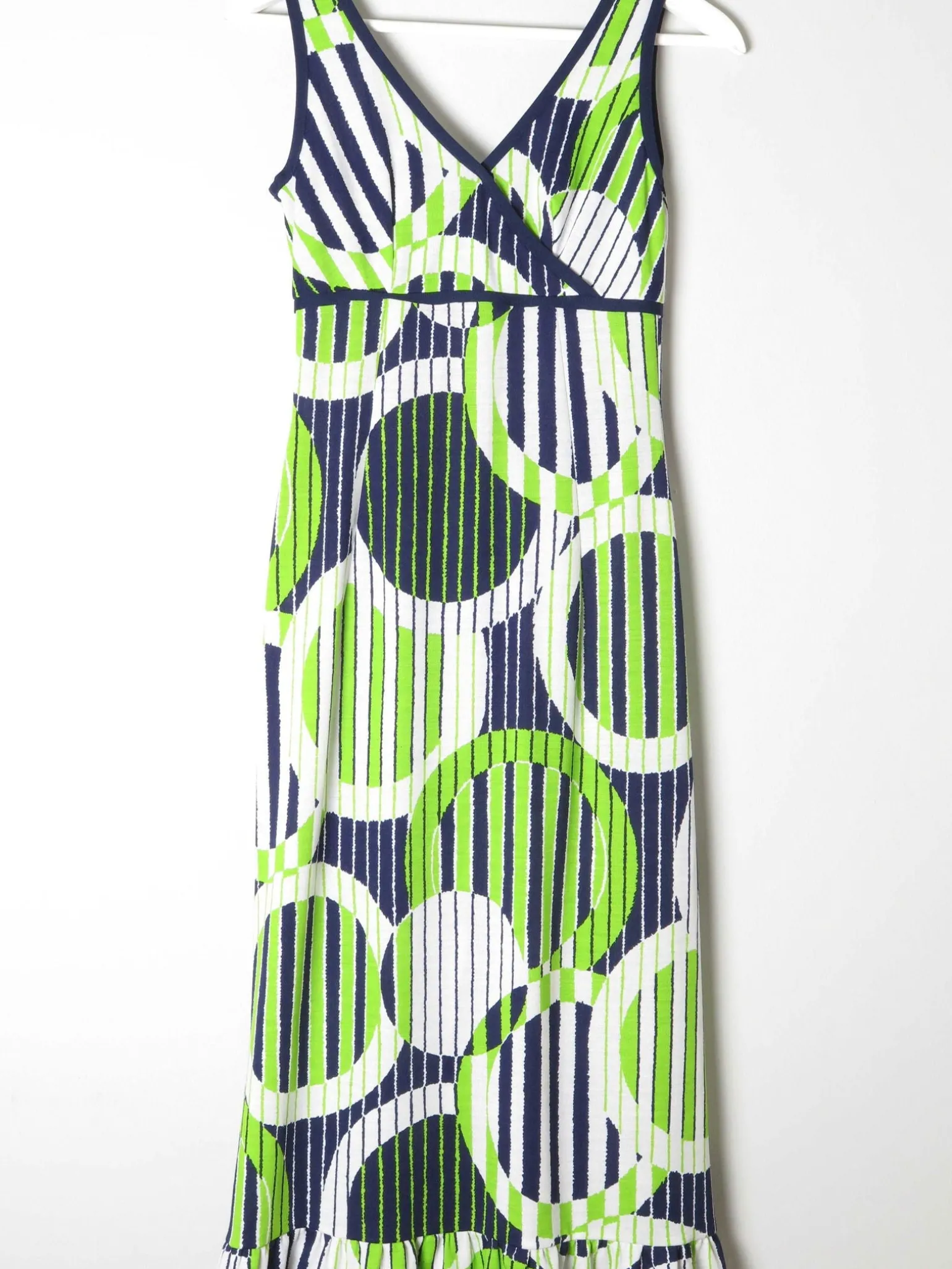 1970s Lerose Vintage Green & Navy Printed Long  Dress 8