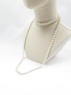 1920s Long Vintage Style Pearl Necklace Glass