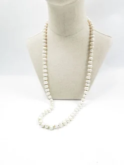 1920s Long Vintage Style Pearl Necklace Glass