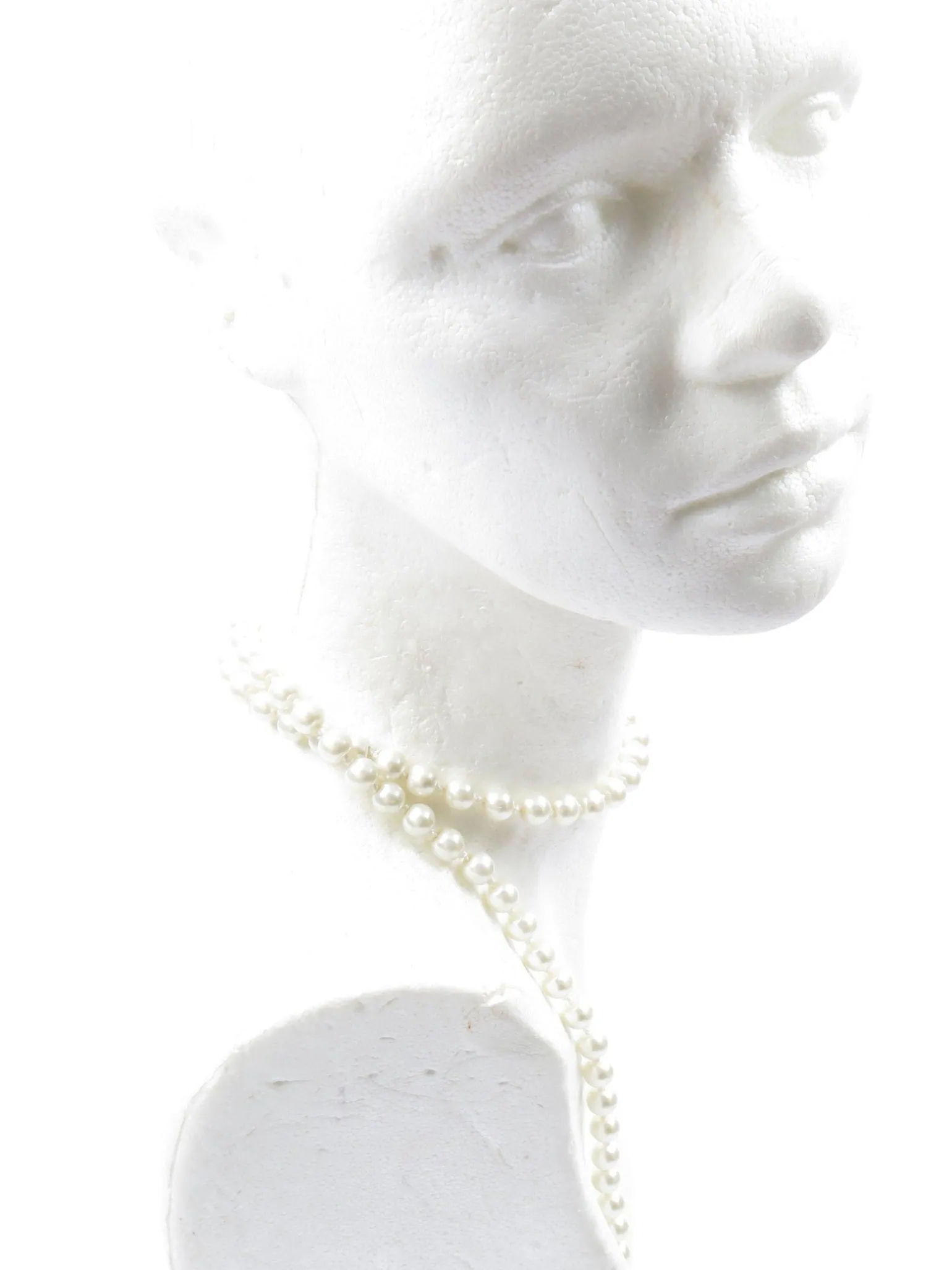 1920s Long Vintage Style Pearl Necklace Glass