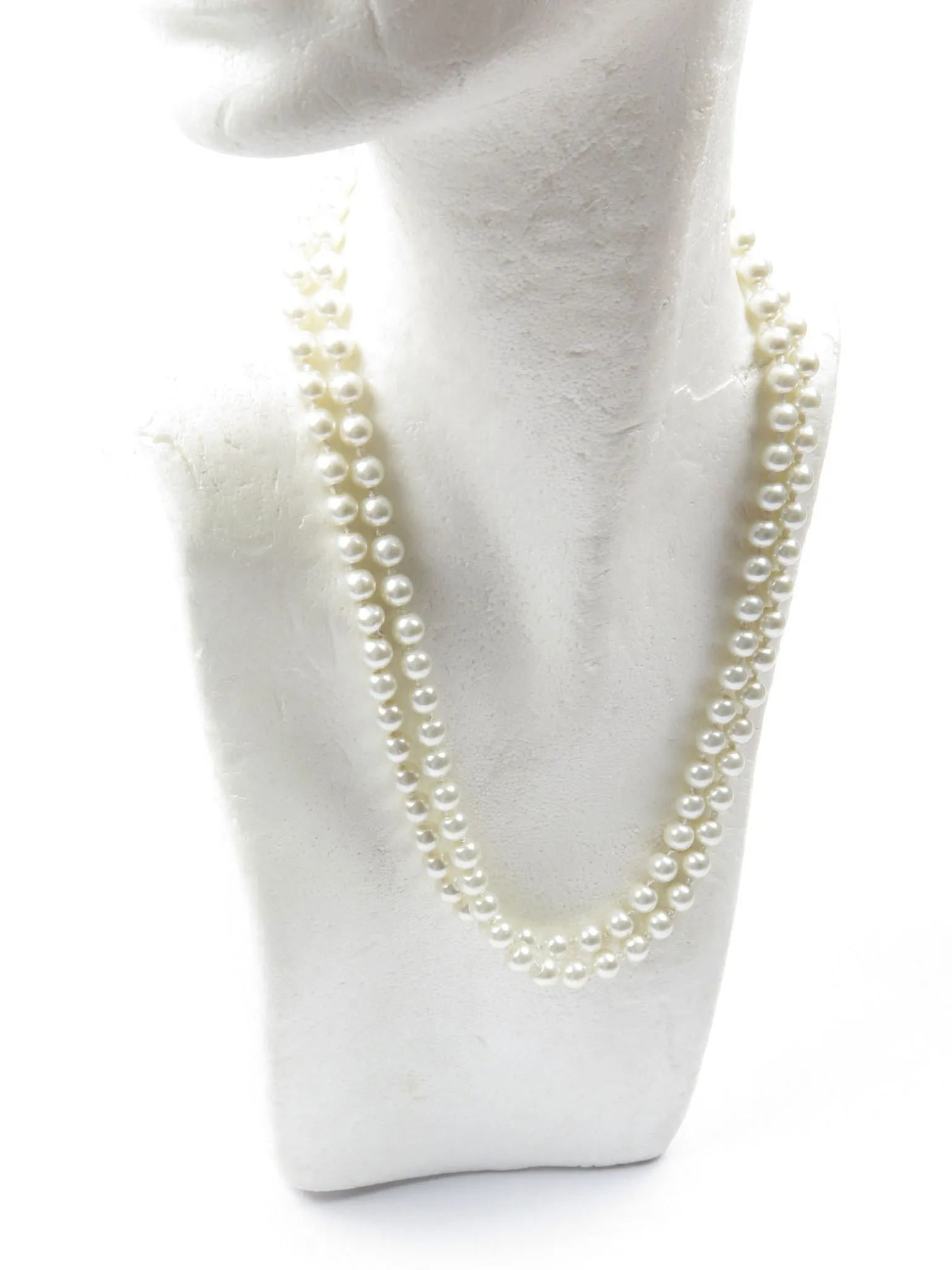 1920s Long Vintage Style Pearl Necklace Glass