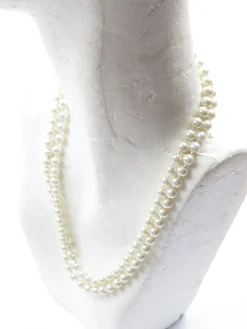 1920s Long Vintage Style Pearl Necklace Glass