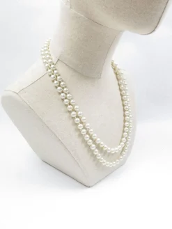 1920s Long Vintage Style Pearl Necklace Glass