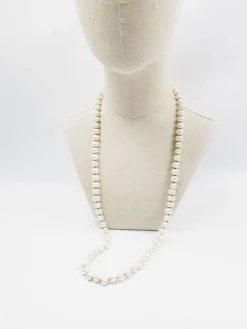 1920s Long Vintage Style Pearl Necklace Glass