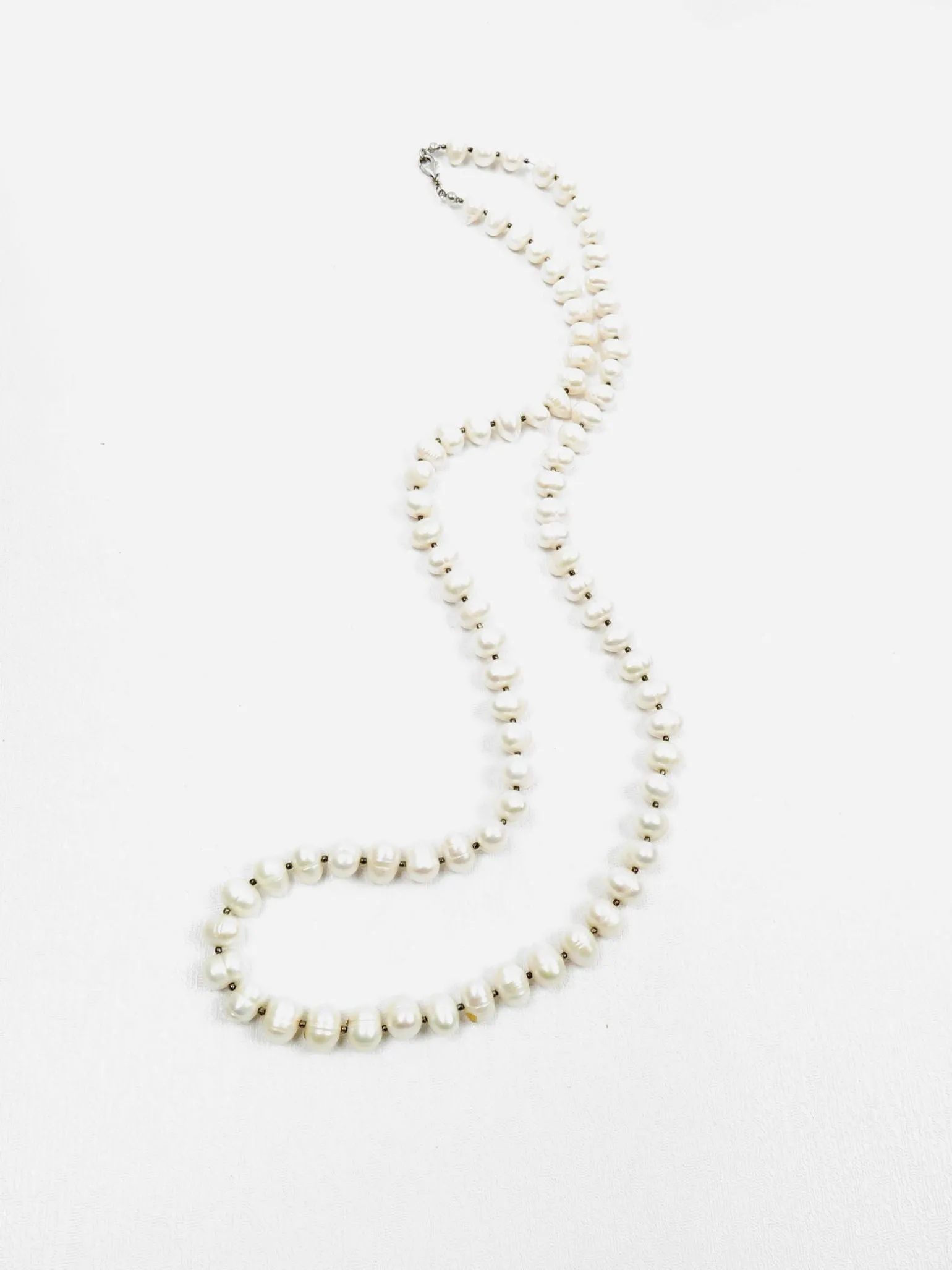 1920s Long Vintage Style Pearl Necklace Glass