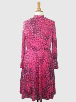 1960s Pink Vintage Dress With Floral Pattern 10/12