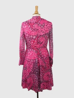 1960s Pink Vintage Dress With Floral Pattern 10/12