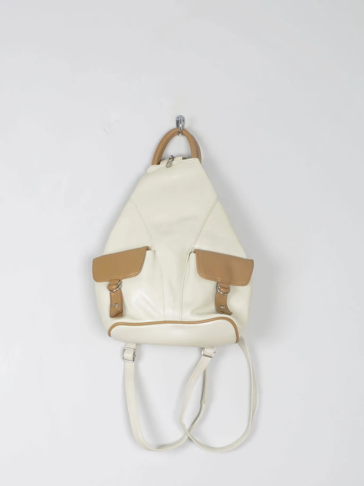 1980s Vintage Backpack Bag Cream