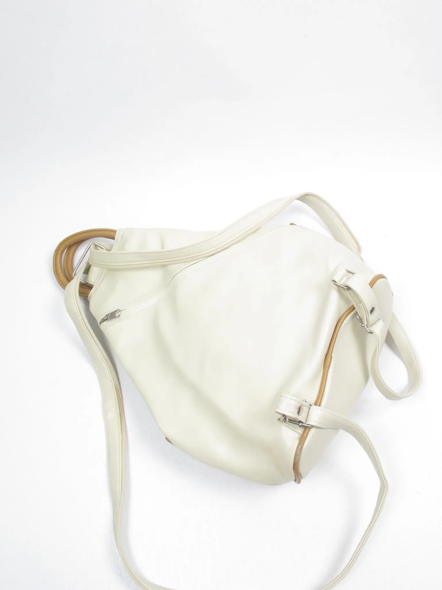 1980s Vintage Backpack Bag Cream