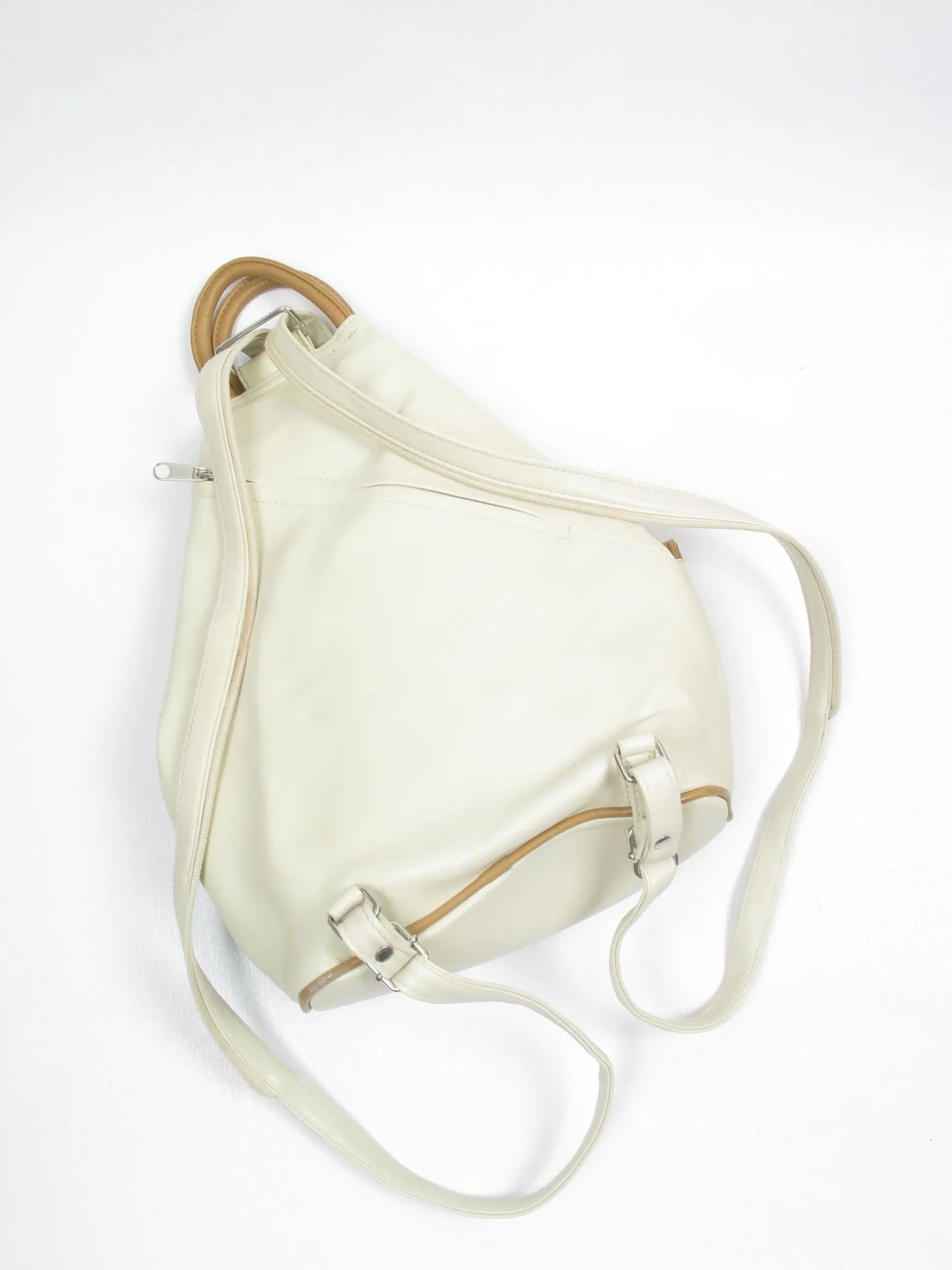 1980s Vintage Backpack Bag Cream