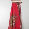 1970s Vintage Batik Print Maxi Wrap Skirt S