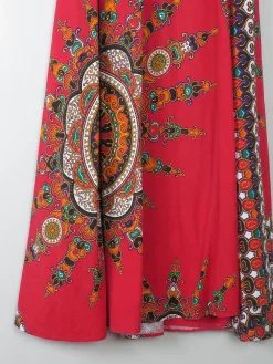 1970s Vintage Batik Print Maxi Wrap Skirt S
