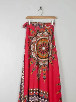 1970s Vintage Batik Print Maxi Wrap Skirt S