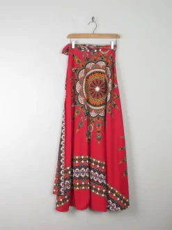1970s Vintage Batik Print Maxi Wrap Skirt S